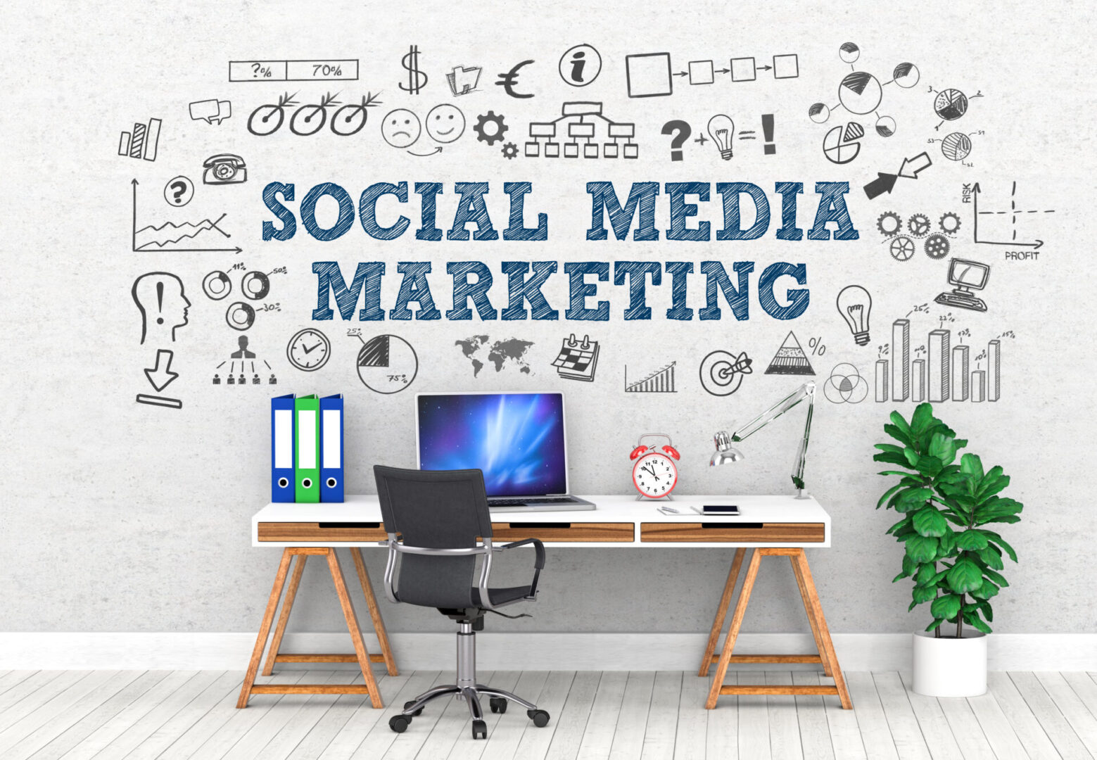 Social Media Marketing / Office / Wall / Symbol