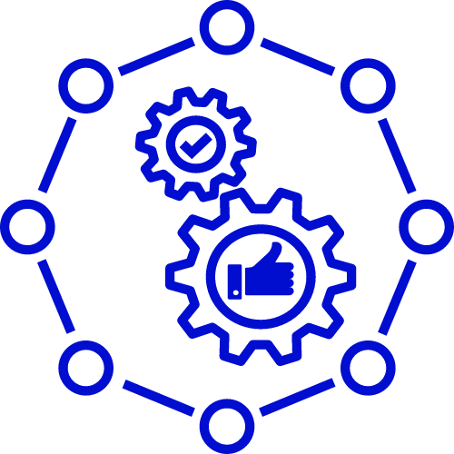 Cost-effective marketing icon with gears and dollar sign